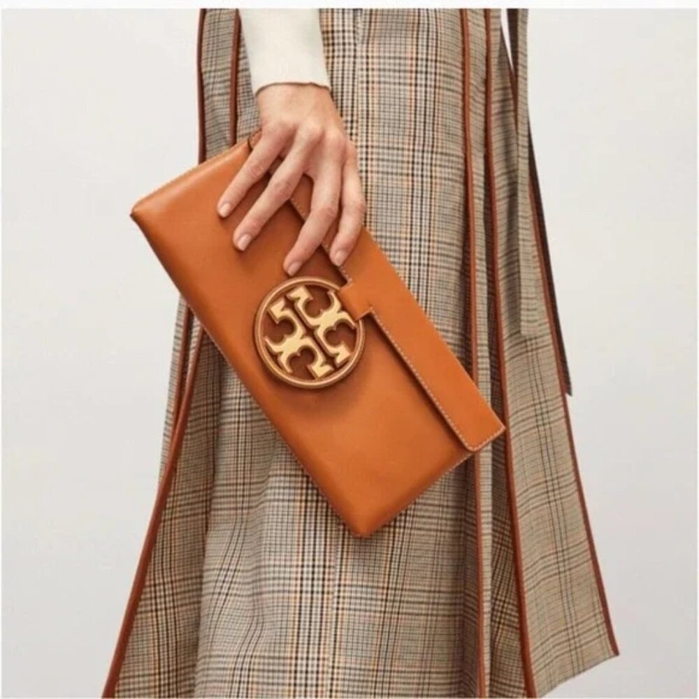 Tory Burch NEW! Miller Metal Clutch Camello w/Tags!